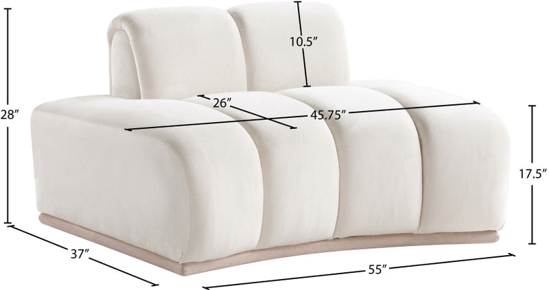 Jace Velvet Upholstered Accent Chair in Cream - 44093Cream-C