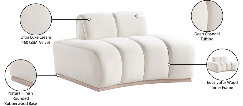Jace Velvet Upholstered Accent Chair in Cream - 44093Cream-C