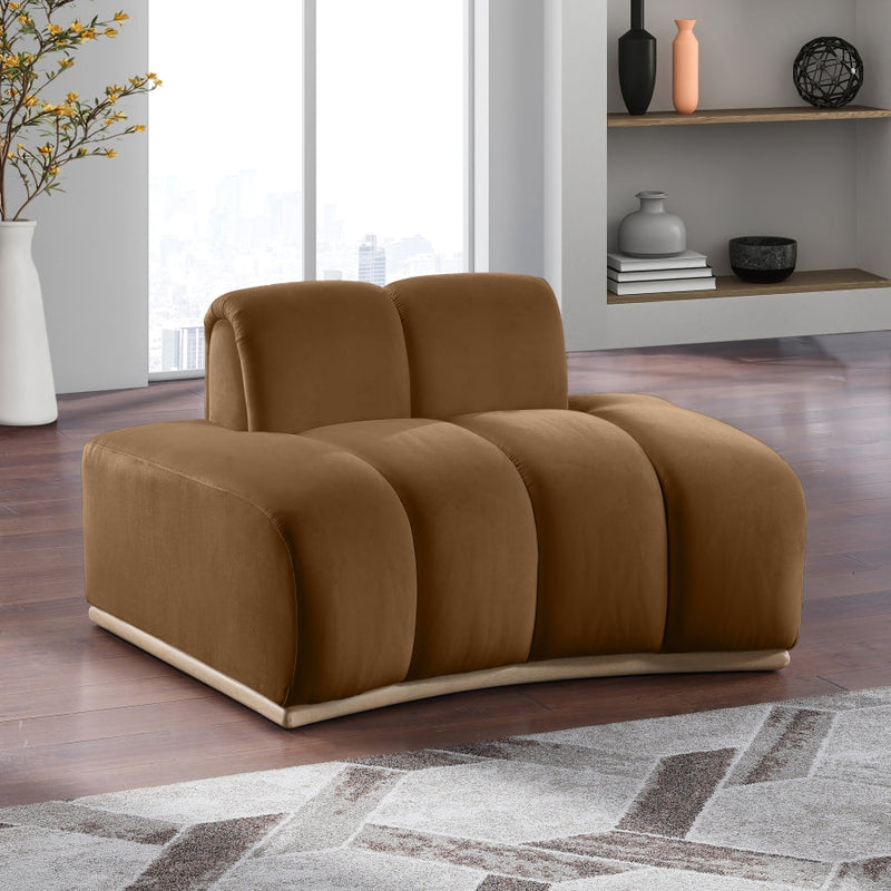 Jace Velvet Upholstered Accent Chair in Saddle - 44093Saddle-C