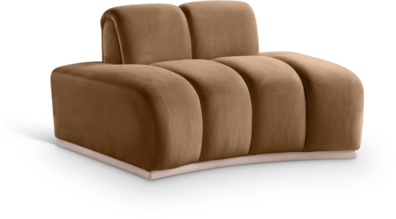 Jace Velvet Upholstered Accent Chair in Saddle - 44093Saddle-C