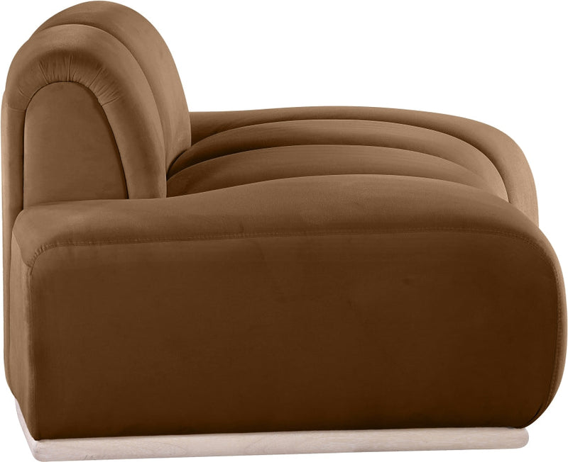 Jace Velvet Upholstered Accent Chair in Saddle - 44093Saddle-C