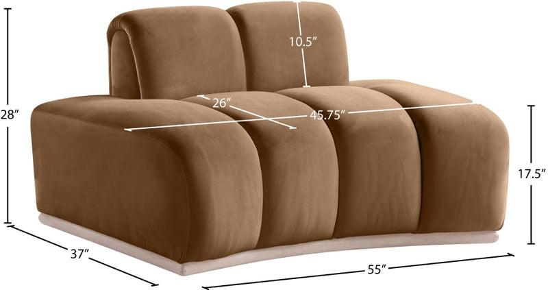 Jace Velvet Upholstered Accent Chair in Saddle - 44093Saddle-C