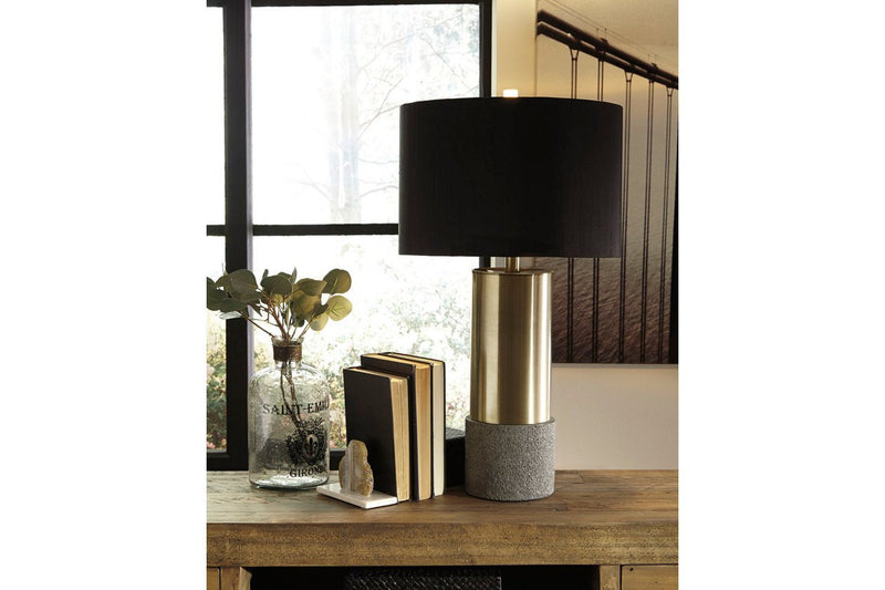 Jacek Gray/Brass Finish Table Lamp (Set of 2) - Gate FurnitureTable Lamp Pair