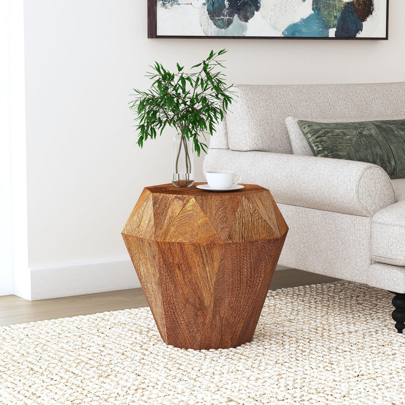 Jacinto Octagonal Solid Mango Wood Side Table Natural Brown - 931158