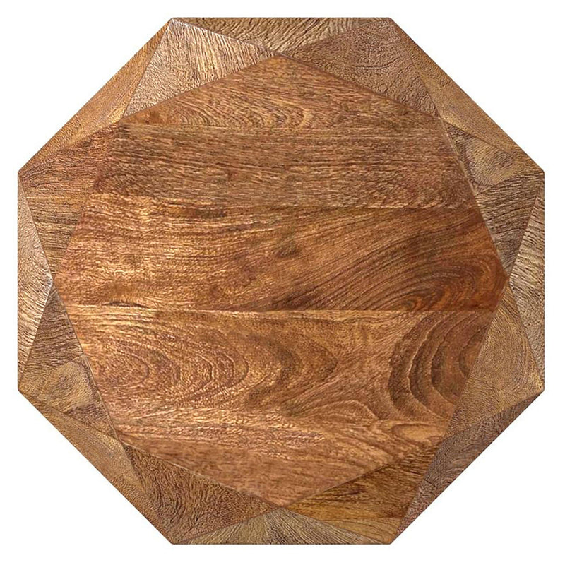 Jacinto Octagonal Solid Mango Wood Side Table Natural Brown - 931158
