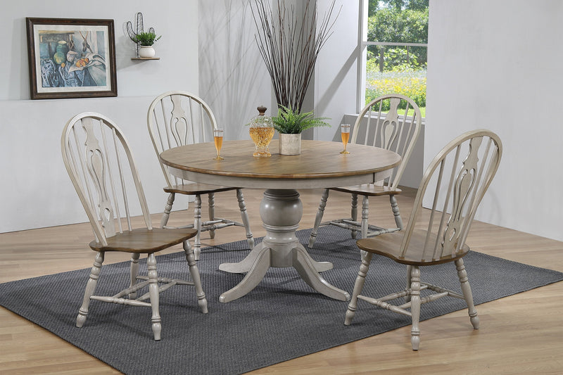 Jack Gray/Brown Keyhole Round Dining Room Set - Gate FurnitureDining Room Set