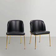 Jagger Vegan Leather Upholstered Dining Chair in Black, Set of 2 - 882Black-C