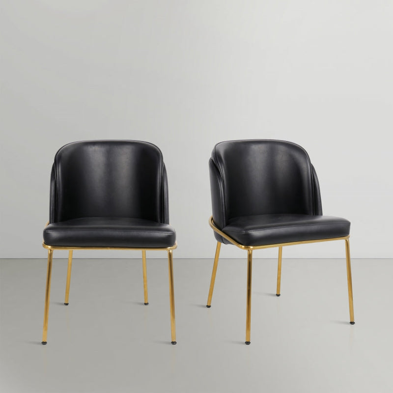 Jagger Vegan Leather Upholstered Dining Chair in Black, Set of 2 - 882Black-C