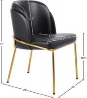 Jagger Vegan Leather Upholstered Dining Chair in Black, Set of 2 - 882Black-C