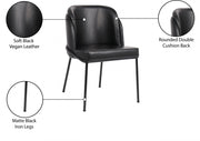 Jagger Vegan Leather Upholstered Dining Chair in Black, Set of 2 - 883Black-C