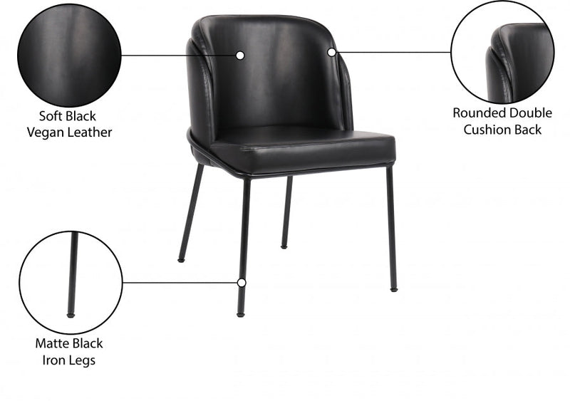Jagger Vegan Leather Upholstered Dining Chair in Black, Set of 2 - 883Black-C