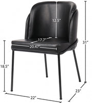 Jagger Vegan Leather Upholstered Dining Chair in Black, Set of 2 - 883Black-C
