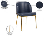 Jagger Vegan Leather Upholstered Dining Chair in Blue, Set of 2 - 882Navy-C