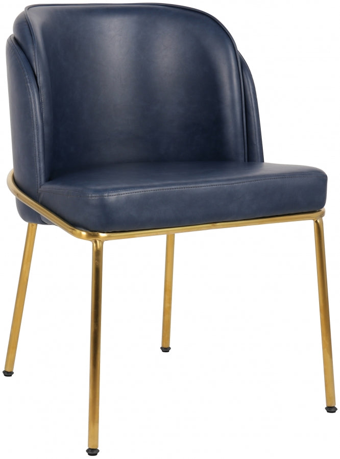 Jagger Vegan Leather Upholstered Dining Chair in Blue, Set of 2 - 882Navy-C