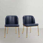 Jagger Vegan Leather Upholstered Dining Chair in Blue, Set of 2 - 882Navy-C