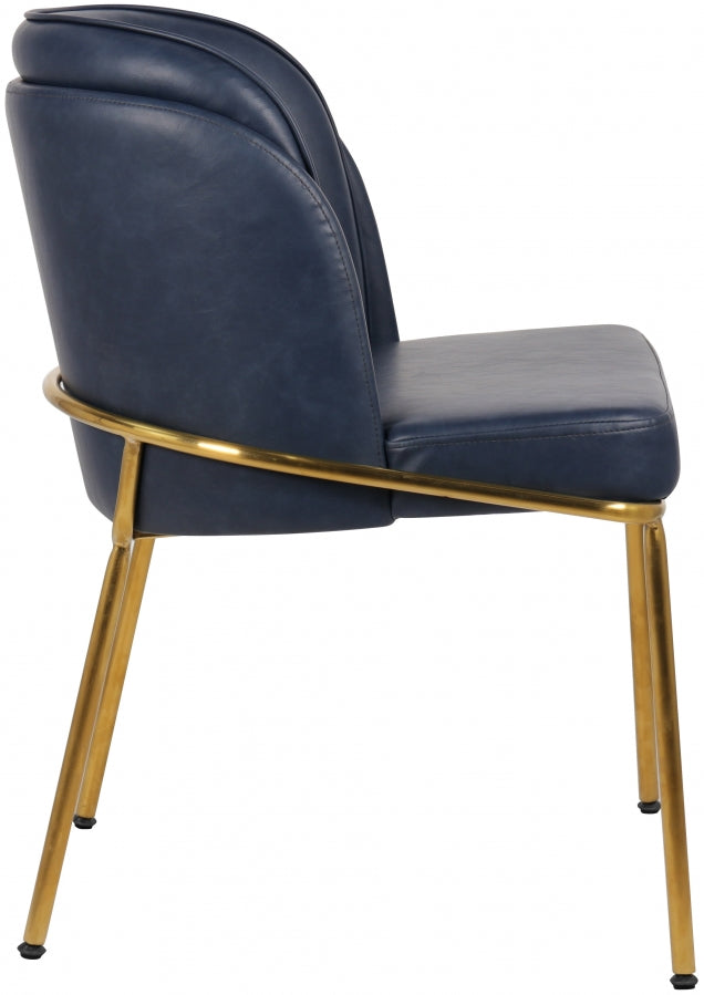 Jagger Vegan Leather Upholstered Dining Chair in Blue, Set of 2 - 882Navy-C