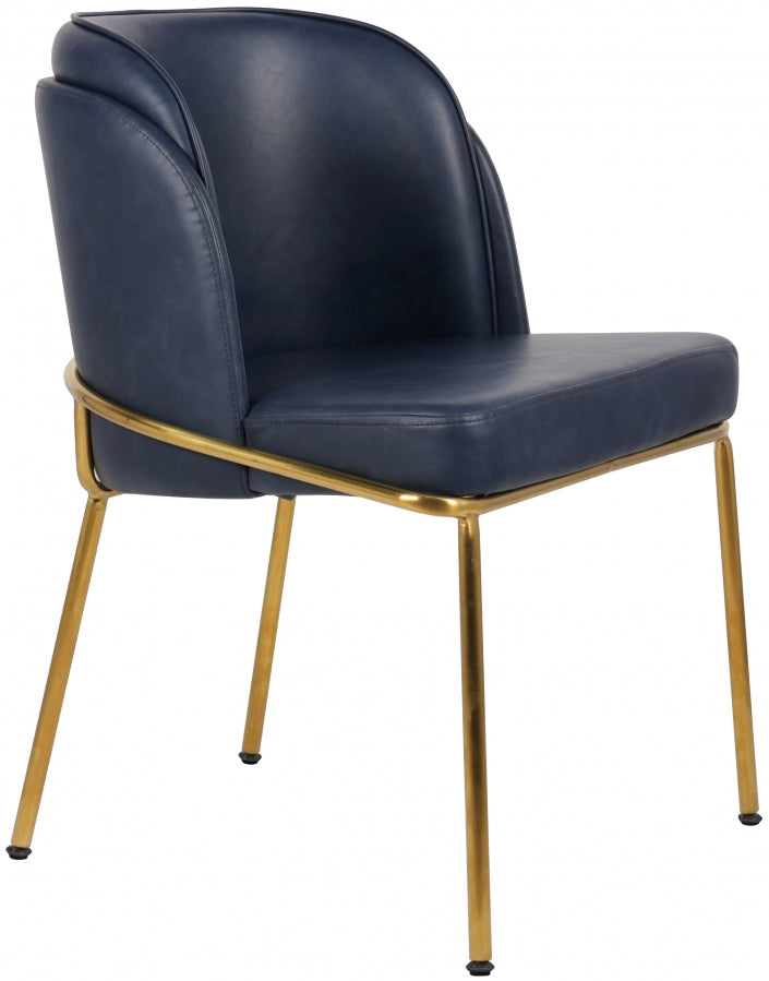 Jagger Vegan Leather Upholstered Dining Chair in Blue, Set of 2 - 882Navy-C