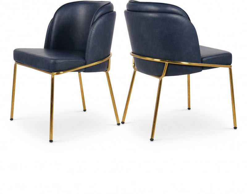 Jagger Vegan Leather Upholstered Dining Chair in Blue, Set of 2 - 882Navy-C