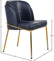 Jagger Vegan Leather Upholstered Dining Chair in Blue, Set of 2 - 882Navy-C