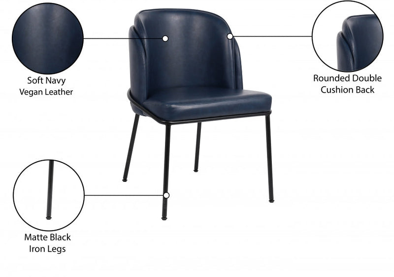 Jagger Vegan Leather Upholstered Dining Chair in Blue, Set of 2 - 883Navy-C