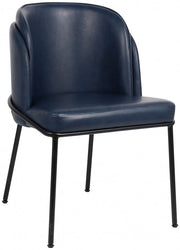 Jagger Vegan Leather Upholstered Dining Chair in Blue, Set of 2 - 883Navy-C
