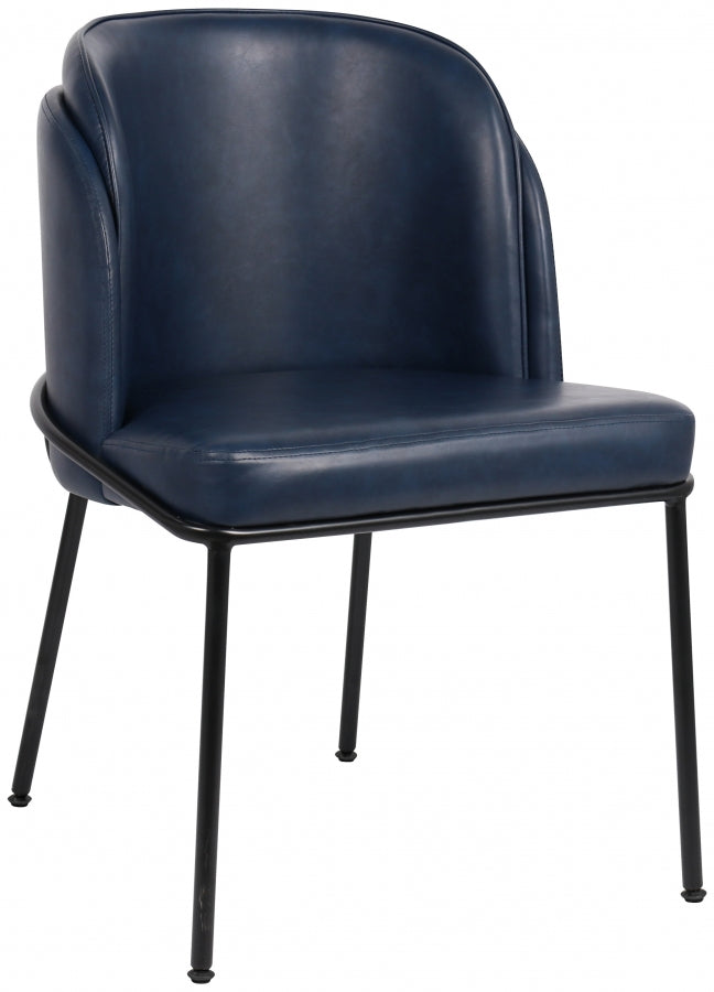 Jagger Vegan Leather Upholstered Dining Chair in Blue, Set of 2 - 883Navy-C