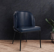 Jagger Vegan Leather Upholstered Dining Chair in Blue, Set of 2 - 883Navy-C