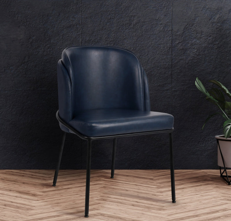 Jagger Vegan Leather Upholstered Dining Chair in Blue, Set of 2 - 883Navy-C