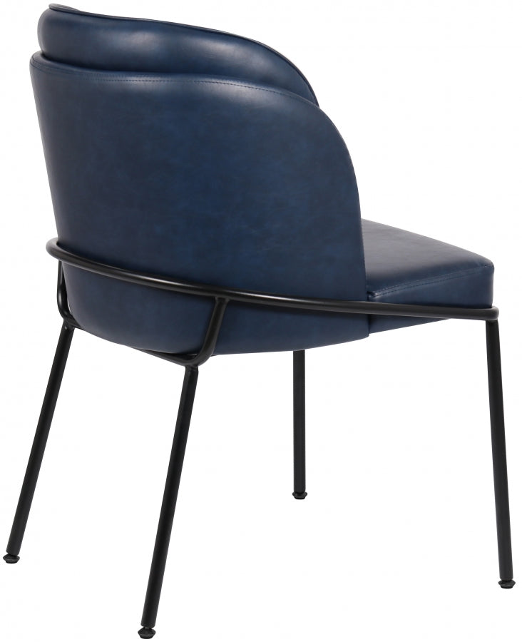 Jagger Vegan Leather Upholstered Dining Chair in Blue, Set of 2 - 883Navy-C