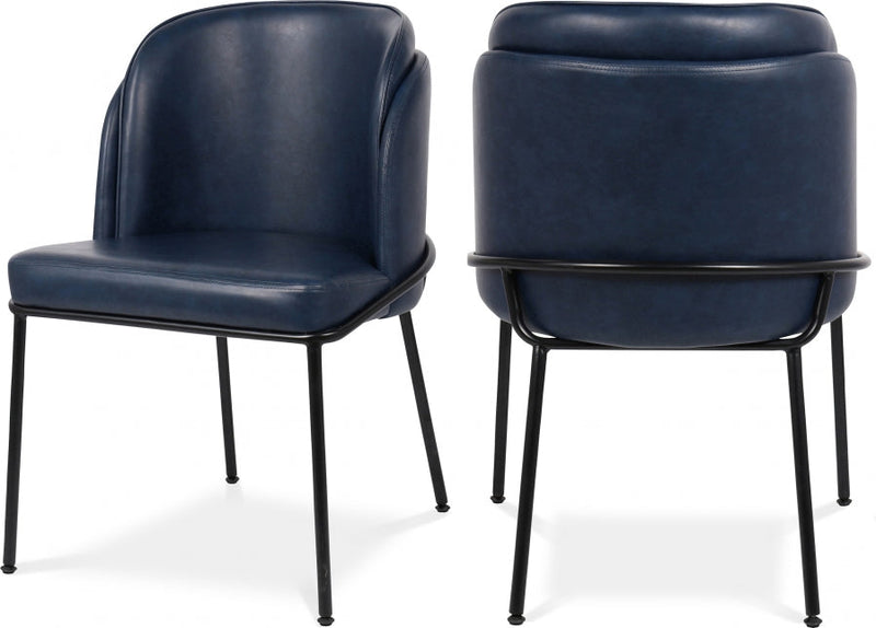 Jagger Vegan Leather Upholstered Dining Chair in Blue, Set of 2 - 883Navy-C