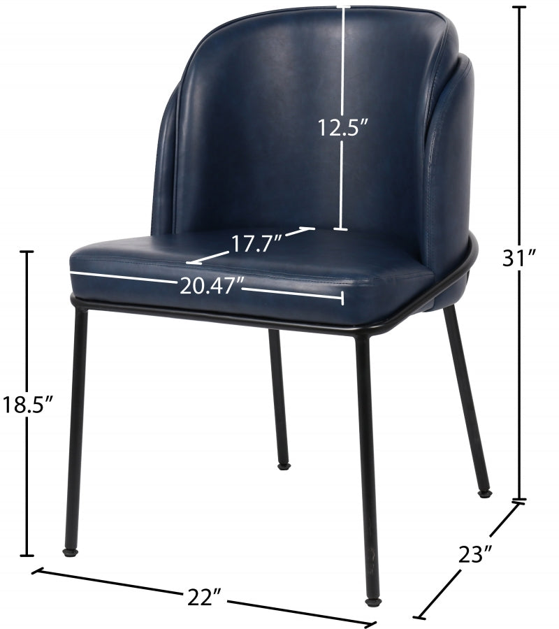 Jagger Vegan Leather Upholstered Dining Chair in Blue, Set of 2 - 883Navy-C