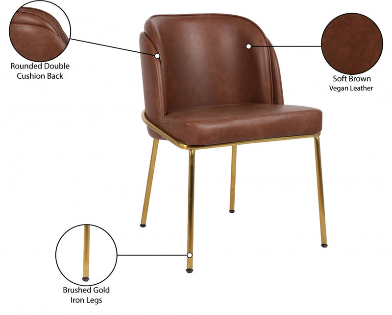 Jagger Vegan Leather Upholstered Dining Chair in Brown, Set of 2 - 882Brown-C