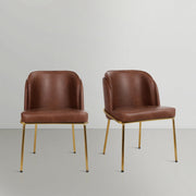 Jagger Vegan Leather Upholstered Dining Chair in Brown, Set of 2 - 882Brown-C