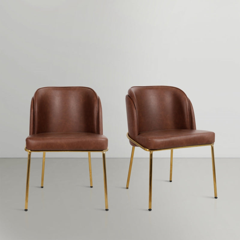 Jagger Vegan Leather Upholstered Dining Chair in Brown, Set of 2 - 882Brown-C