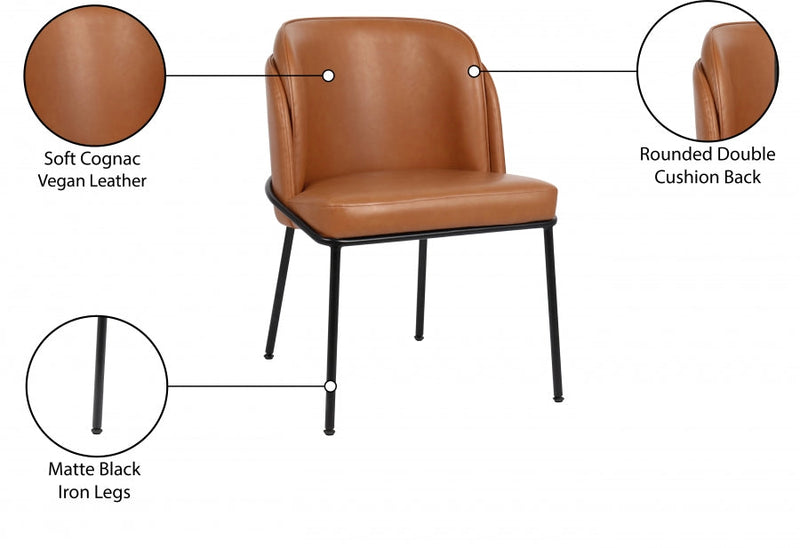 Jagger Vegan Leather Upholstered Dining Chair in Cognac, Set of 2 - 883Cognac-C