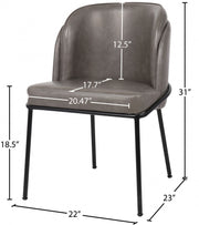 Jagger Vegan Leather Upholstered Dining Chair in Grey, Set of 2 - 883Grey-C