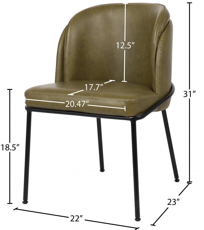 Jagger Vegan Leather Upholstered Dining Chair in Olive, Set of 2 - 883Olive-C