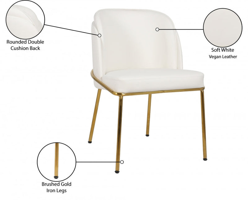 Jagger Vegan Leather Upholstered Dining Chair in White, Set of 2 - 882White-C