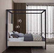 James Linen Textured Fabric King Bed Beige - Gate FurnitureKing Bed