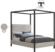 James Linen Textured Fabric King Bed Beige - Gate FurnitureKing Bed