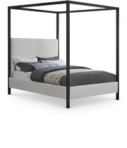 James Linen Textured Fabric King Bed Cream - Gate FurnitureKing Bed