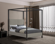 James Linen Textured Fabric King Bed Grey - Gate FurnitureKing Bed