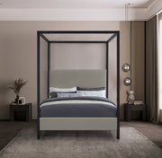 James Linen Textured Fabric King Bed Grey - Gate FurnitureKing Bed