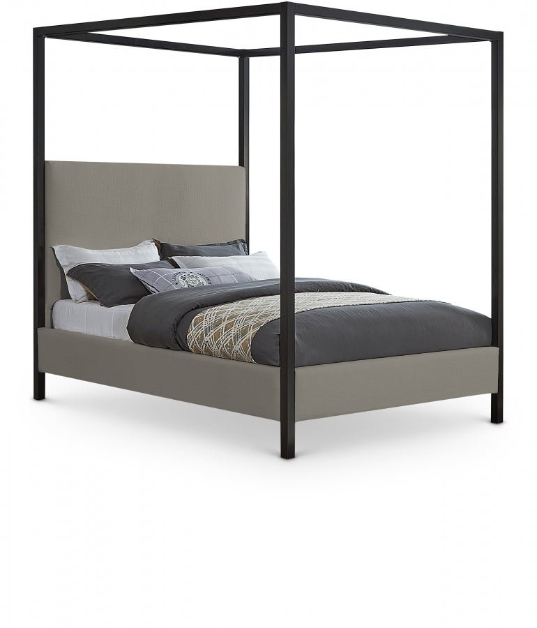 James Linen Textured Fabric King Bed Grey - Gate FurnitureKing Bed