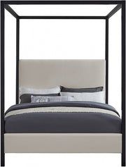 James Linen Textured Fabric Queen Bed Beige - Gate FurnitureQueen Bed