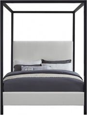 James Linen Textured Fabric Queen Bed Cream - Gate FurnitureQueen Bed