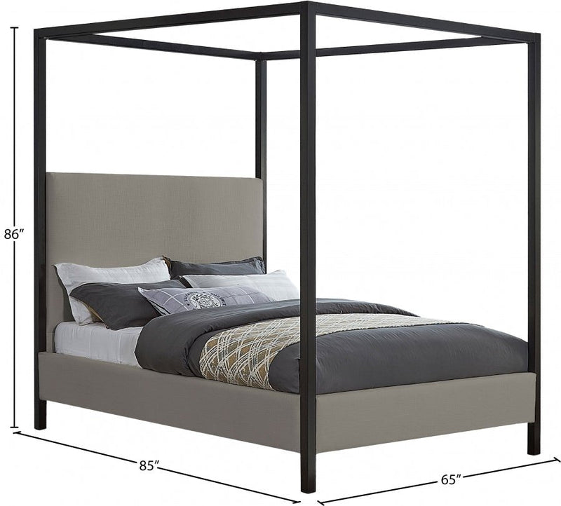 James Linen Textured Fabric Queen Bed Grey - Gate FurnitureQueen Bed