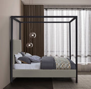 James Linen Textured Fabric Queen Bed Grey - Gate FurnitureQueen Bed