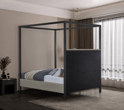 James Linen Textured Fabric Queen Bed Grey - Gate FurnitureQueen Bed