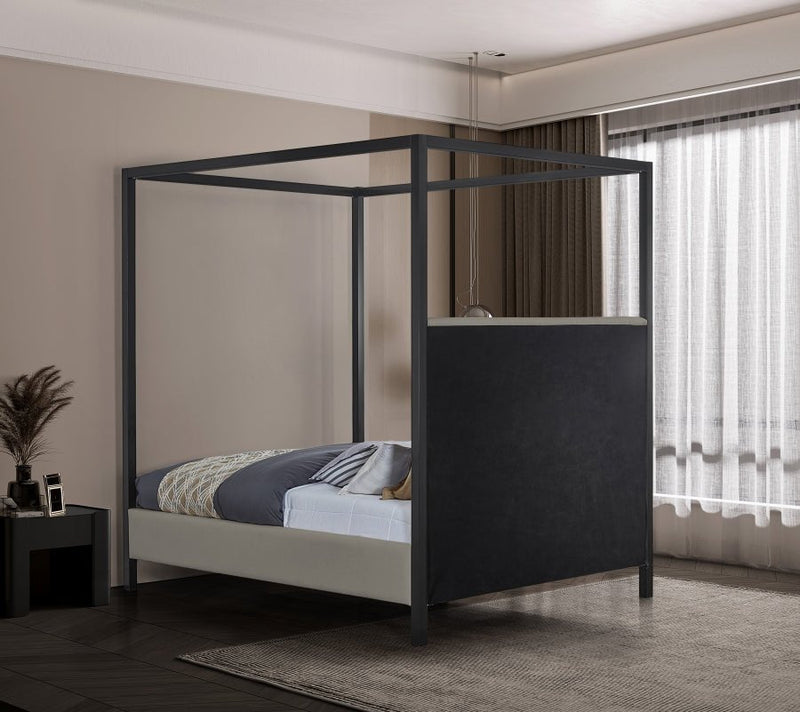 James Linen Textured Fabric Queen Bed Grey - Gate FurnitureQueen Bed